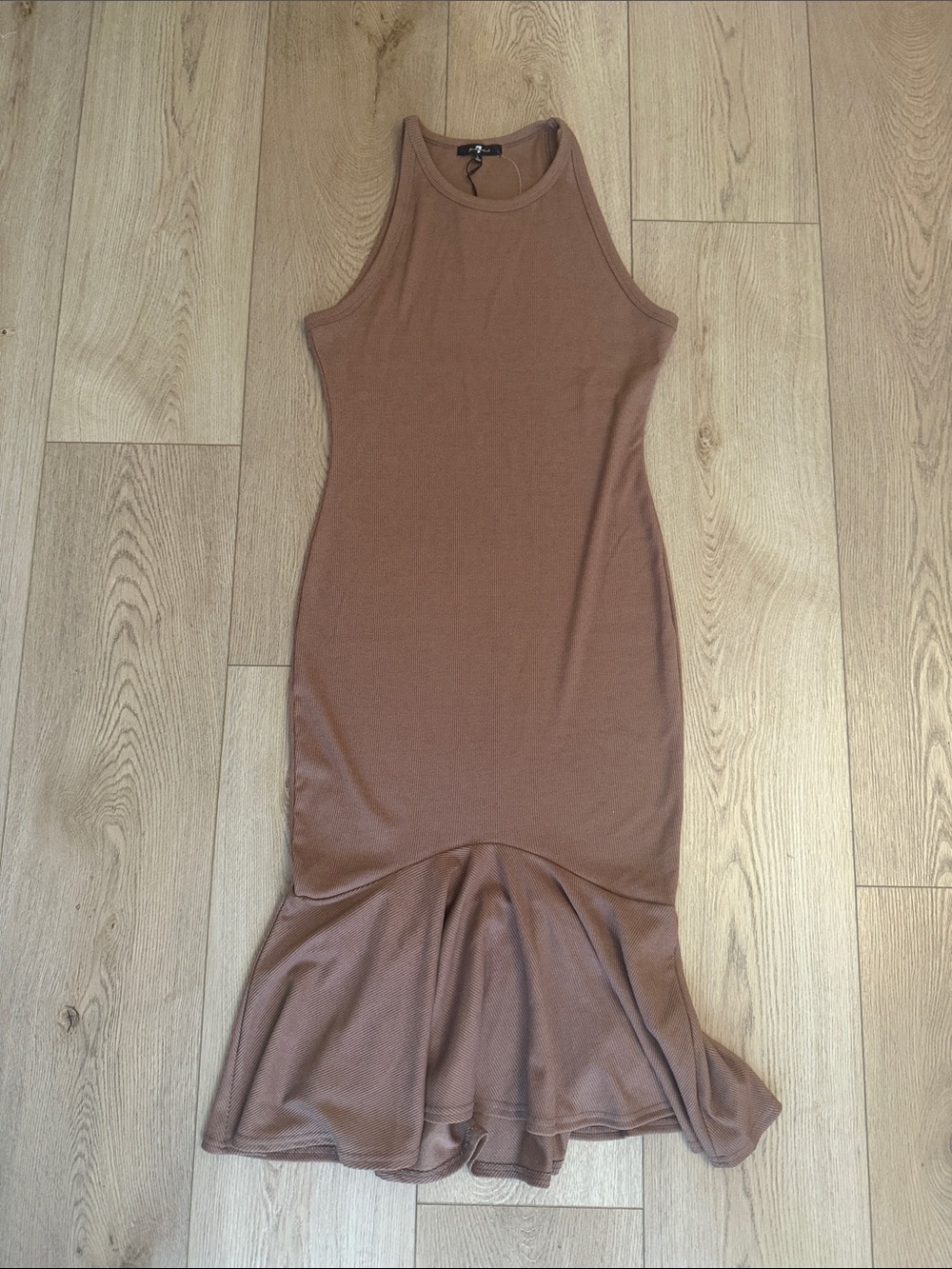7 For All Mankind Sleeveless Mauve-Brown Mermaid Hem MIDI Dress